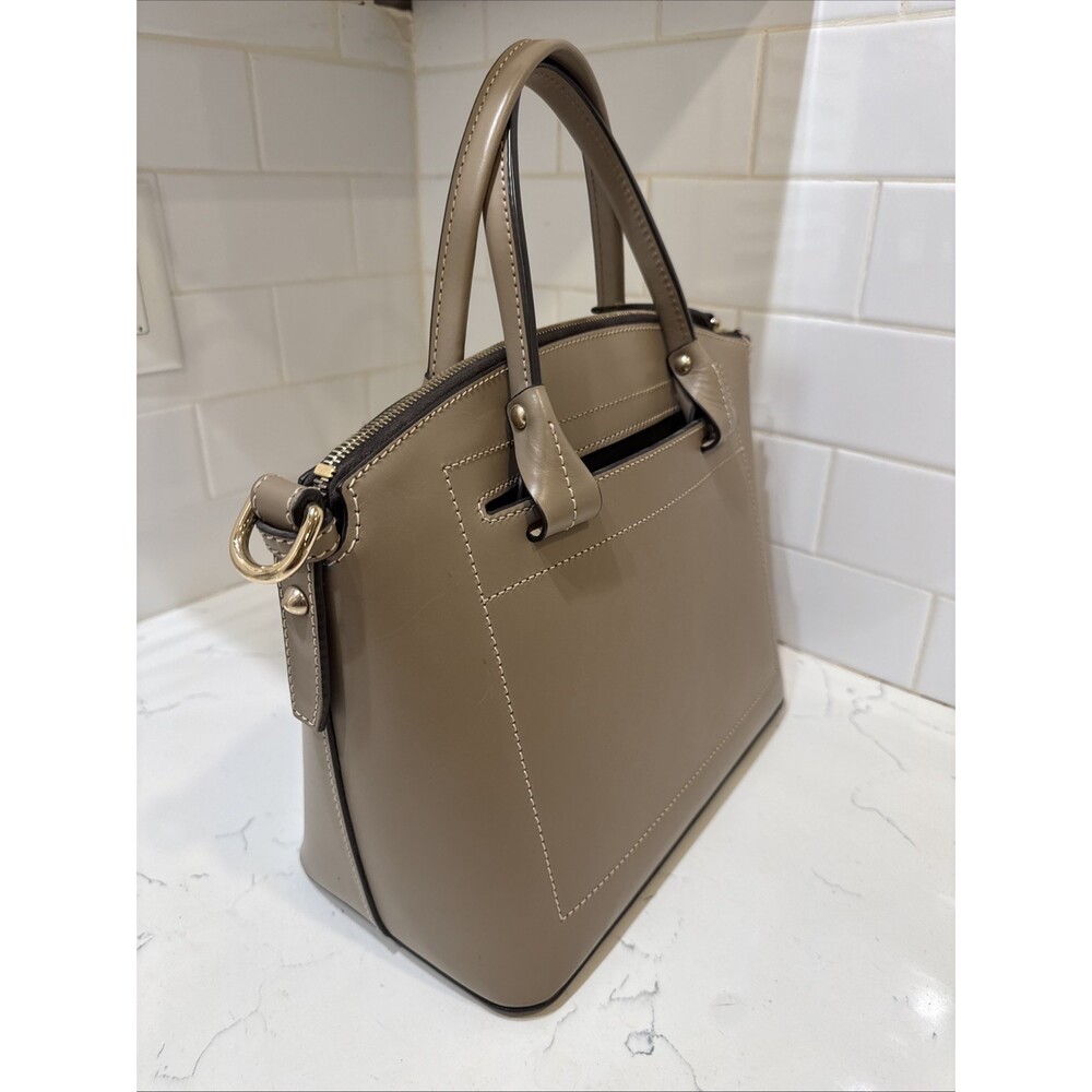 As Is Dooney and Bourke Beacon Light Taupe Leather Satchel Bag - Picture 5 of 17